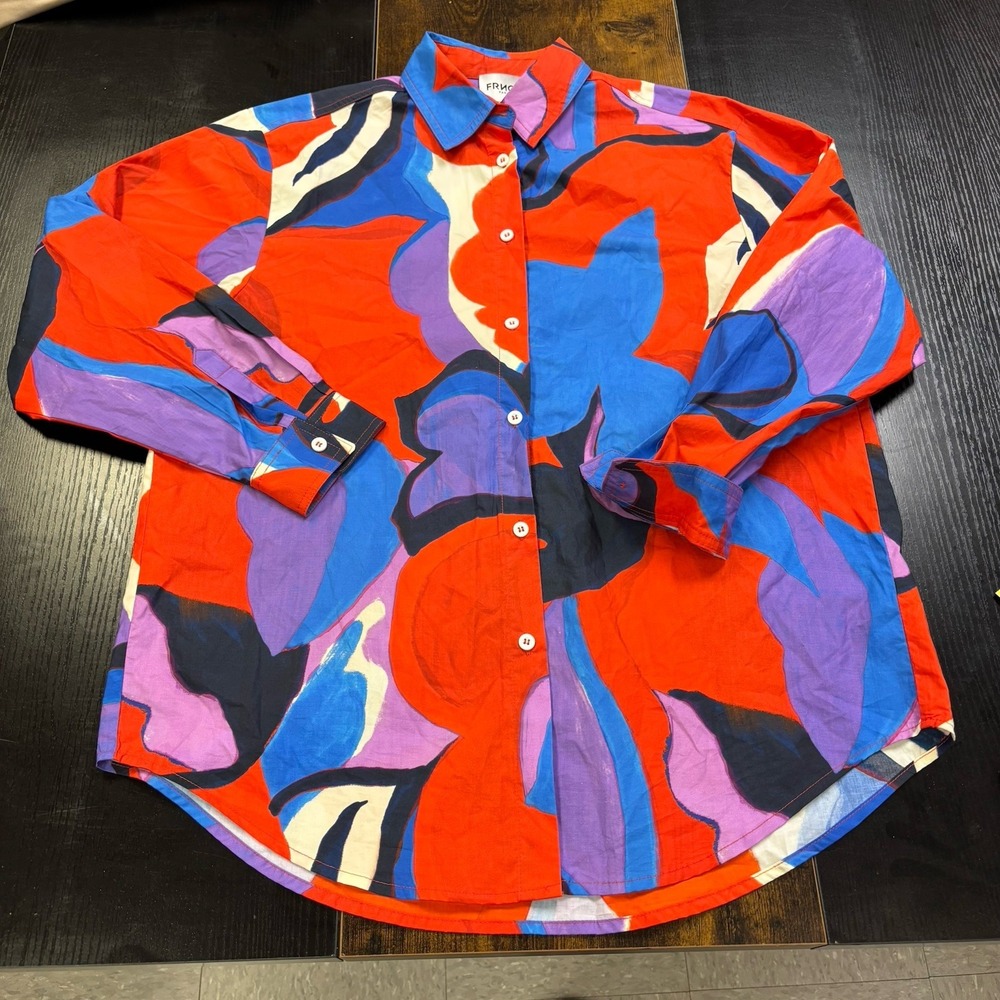 NWT FRNCH Carla Moving Flowers 2430 Charleston Button Down Top Size XSmall